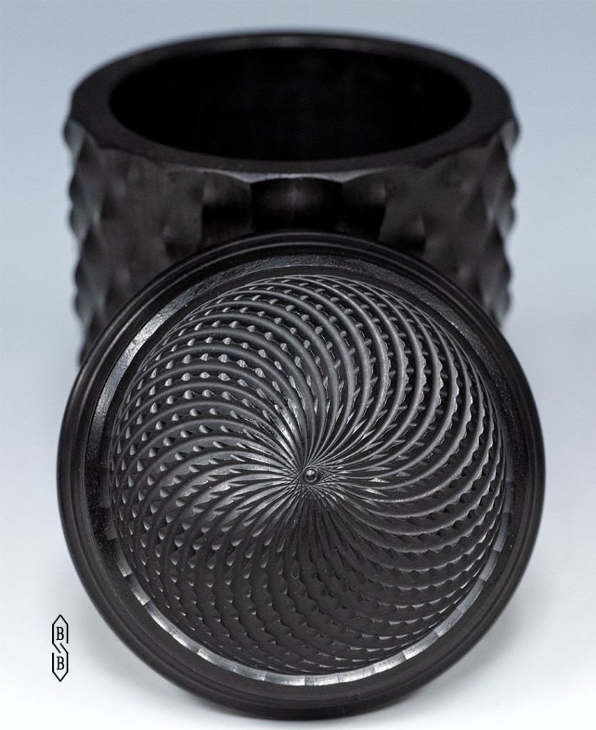 African Blackwood Box Lid with Rose Engine Pumping